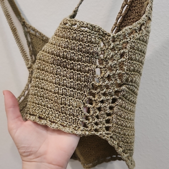 American Eagle Outfitters Olive Green Crochet Crop Top - Picture 8 of 8